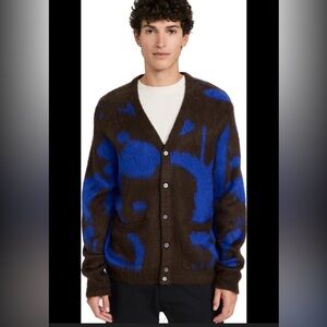 Obey Luka splatter Brown and Blue Cardigan Sweater